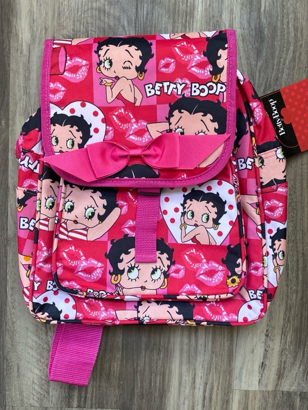 Betty Boop Hot Pink Backpack with Bow Accent